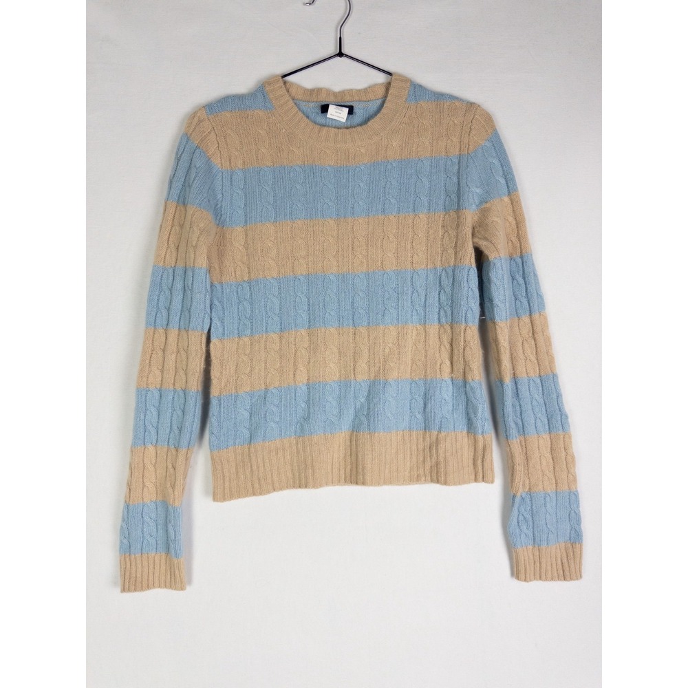J Crew Sweater Womens S Color Block‎ Cashmere Wool Blend Knit Cableknit